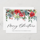 水彩フェスティバルフローラガーランドメリークリスマス シーズンポストカード (正面/裏面)