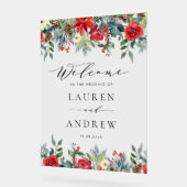 水彩フェスティバルフローラガーランド結婚ズウェルカム アクリルサイン (傾斜)