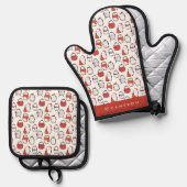 水彩フェスティバルペンギンパターンクリスマス 鍋つかみ&鍋敷きセット (正面/裏面)