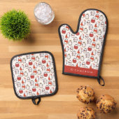 水彩フェスティバルペンギンパターンクリスマス 鍋つかみ&鍋敷きセット (トップダウン)