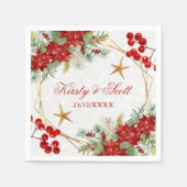 水彩フェスティバルポインセチア冬の結婚式 スタンダードカクテルナプキン (正面)