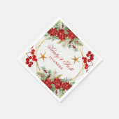 水彩フェスティバルポインセチア冬の結婚式 スタンダードカクテルナプキン (角)