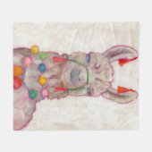 水彩フェスティバルラマ フリースブランケット (正面(横))