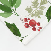 水彩フェスティバルレッドベリーホリー葉ズパターン フリースブランケット (角)