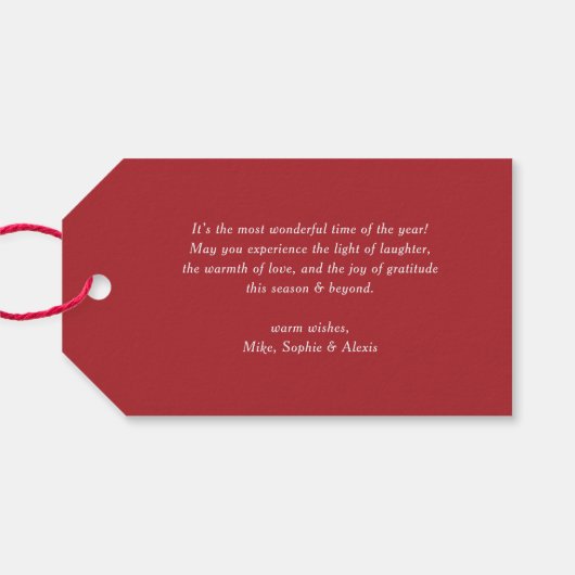 水彩フェスティバルレッドボールオーナメントクリスマス ギフトタグ (裏面横)