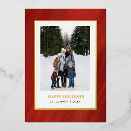 水彩フェスティバルREDフレームフォトクリスマス 箔シーズンカード