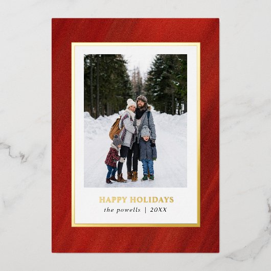 水彩フェスティバルREDフレームフォトクリスマス 箔シーズンカード (正面)