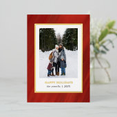 水彩フェスティバルREDフレームフォトクリスマス 箔シーズンカード (立ち正面)