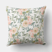水彩フェミニンピンクの花装飾用クッション クッション (裏面)