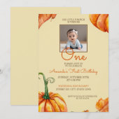 水彩フォトカボチャベビー1st誕生日 招待状 (正面/裏面)