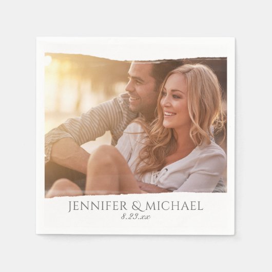 水彩フォトストリップ結婚のカクテルナプキン スタンダードカクテルナプキン (正面)