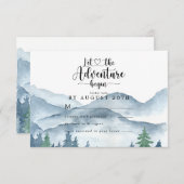 水彩フォレスト結婚式RSVP応答カード 出欠カード (正面/裏面)