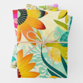 水彩フォークアートフラワーズ誕生日 ラッピングペーパーシート (インサイチュ)