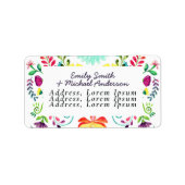 水彩フォークアートフローラ住所 シール (正面)