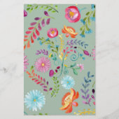 水彩フォーク花 – カスタマイズ可能 便箋 (正面)
