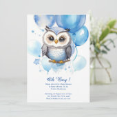 水彩フクロウのベビーシャワー招待状 招待状 (スタンド正面)