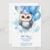 水彩フクロウのベビーシャワー招待状 招待状 (正面/裏面)