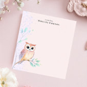 水彩フクロウの枝パーソナライズされた名 ノートパッド