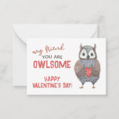 水彩フクロウパン教室バレンタインカード ノートカード (正面)