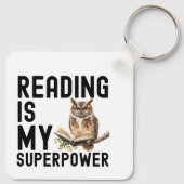 水彩フクロウ本虫読のことわざ キーホルダー (裏面)