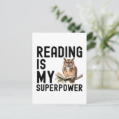 水彩フクロウ本虫読のことわざ ポストカード (スタンド正面)