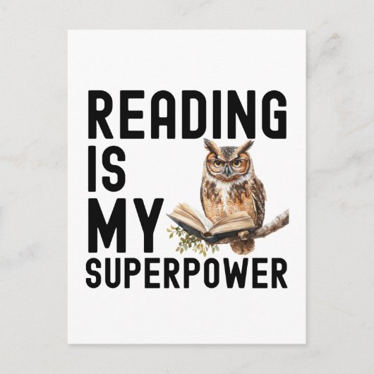 水彩フクロウ本虫読のことわざ ポストカード (正面)