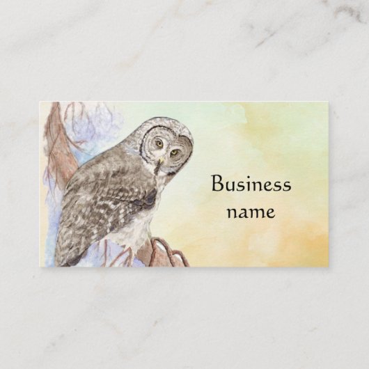 水彩フクロウ産業の鳥 名刺 (裏面)