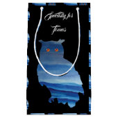 水彩フクロウ芸術 スモールペーパーバッグ (正面)