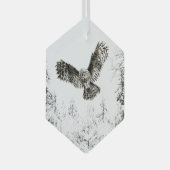 水彩フクロウ鳥野獣自然アート ガラスオーナメント (正面右)