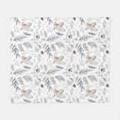 水彩フクロムクリスマスウィンターパターン フリースブランケット (正面(横))