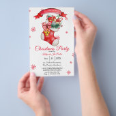 水彩フライヤークリスマスパーティの招待状 チラシ (ハンドル)