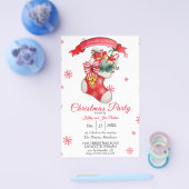 水彩フライヤークリスマスパーティの招待状 チラシ (シングル)