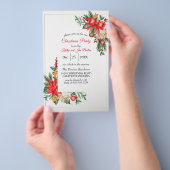 水彩フライヤークリスマスパーティの招待状 チラシ (ハンドル)