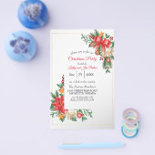 水彩フライヤークリスマスパーティの招待状 チラシ (シングル)