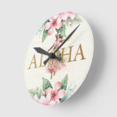 水彩フラガールアロハオンアイランドタイムハワイ ラウンド壁時計 (傾斜)