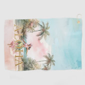 水彩フラガールアロハハワイゴルフタオル ゴルフタオル (横)