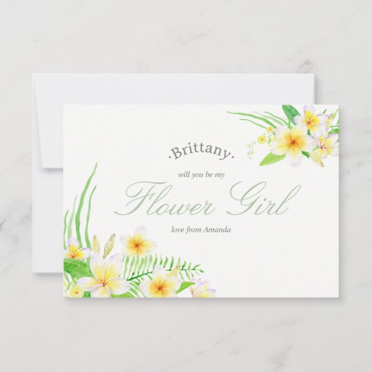 水彩フラグパニーのウェディング 私のフラワーガールになって 招待状 (正面)