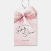 水彩フラッシュピンクリボン 赤ちゃん女の子シャワー ギフトタグ (正面)