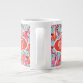水彩フラミンゴが集まる|モノグラム ジャンボコーヒーマグカップ (裏面)