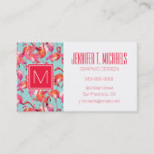 水彩フラミンゴが集まる|モノグラム 名刺 (正面)