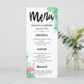 水彩フラミンゴとパーム葉のメ結婚ニュー メニュー (スタンド正面)