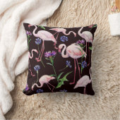 水彩フラミンゴとワイルドフラワーパターン。 クッション (ブランケット)