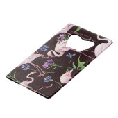 水彩フラミンゴとワイルドフラワーパターン。 クレジットカード栓抜き (正面アングル)