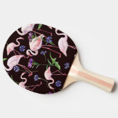 水彩フラミンゴとワイルドフラワーパターン。 卓球ラケット (横)