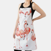 水彩フラミンゴの継ぎ目のない模様。手絵を描 エプロン (インサイチュ)