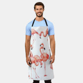 水彩フラミンゴの継ぎ目のない模様。手絵を描 エプロン (着用した状態)
