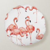 水彩フラミンゴの継ぎ目のない模様。手絵を描 ラウンドクッション (裏面)