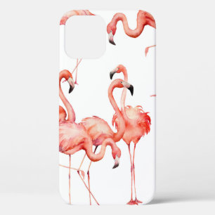 水彩フラミンゴの継ぎ目のない模様。手絵を描 iPhone 12ケース