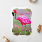 水彩フラミンゴグラフィック ノートカード (正面/裏面インサイチュ)