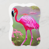 水彩フラミンゴグラフィック ノートカード (正面/裏面)